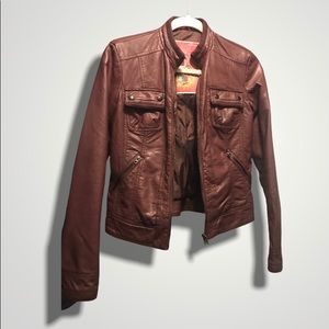 Burgundy Faux Leather Jacket